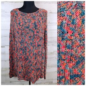 Beretti Made In Italy Boho Wool Blend Multicolored Knitted Sweater Sz XL Rainbow